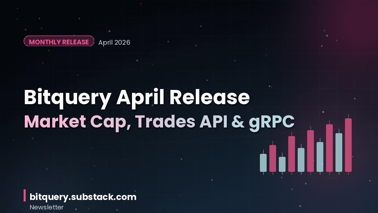 Cover Image for Bitquery April Release: Market Cap, New Trades API & Free gRPC Streams
