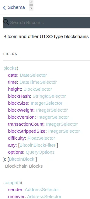 Seaching Types in Schema